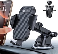 andobil 3-in-1 Univerzális Autós Telefontartó - Szellőzőrácsra és Szélvédőre, Karbon Fekete, iPhone Samsung Huawei Xiaomi Kompatibilis 1