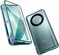 Honor Magic 5 Lite mágneses tok - 360°-os zöld alumínium keret üveg hátlappal 1