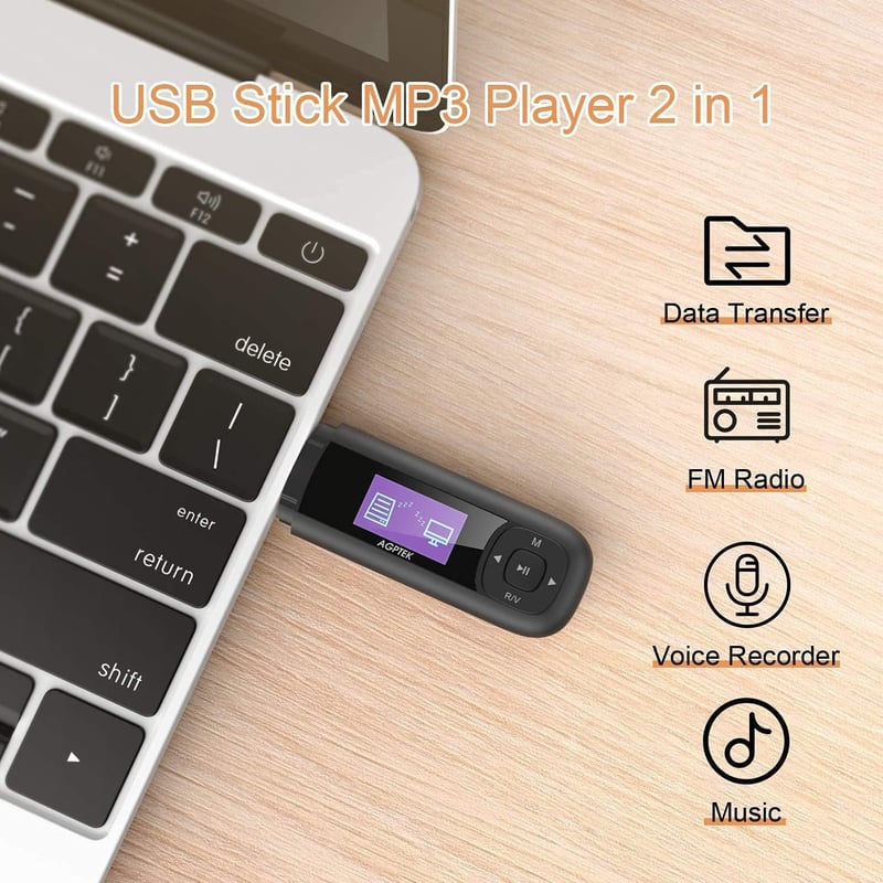 AGPTEK 8GB Mini MP3 Lejátszó FM Rádióval és Hangrögzítővel, Fekete-Piros