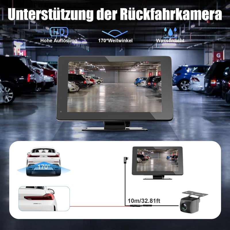 BDFFLY 7" Vezeték Nélküli CarPlay Autós Kijelző Apple és Android Kompatibilitással, GPS Navigációval, Tolatókamerával, Hangvezérléssel és Bl