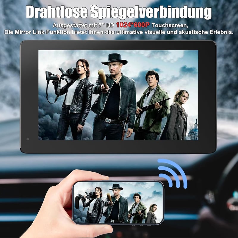 BDFFLY 7" Vezeték Nélküli CarPlay Autós Kijelző Apple és Android Kompatibilitással, GPS Navigációval, Tolatókamerával, Hangvezérléssel és Bl