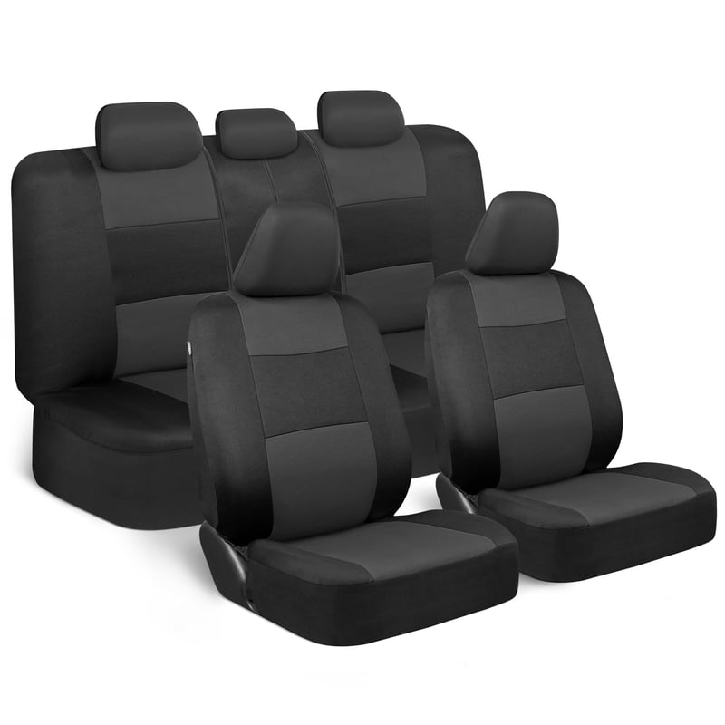 Set Complet Huse Auto BDK PolyPro - Pentru Scaune Față și Banchetă Spate, Banchetă Divizată, Antracit-Negru, Instalare Ușoară, pentru SUV, Camionetă și Autoturism