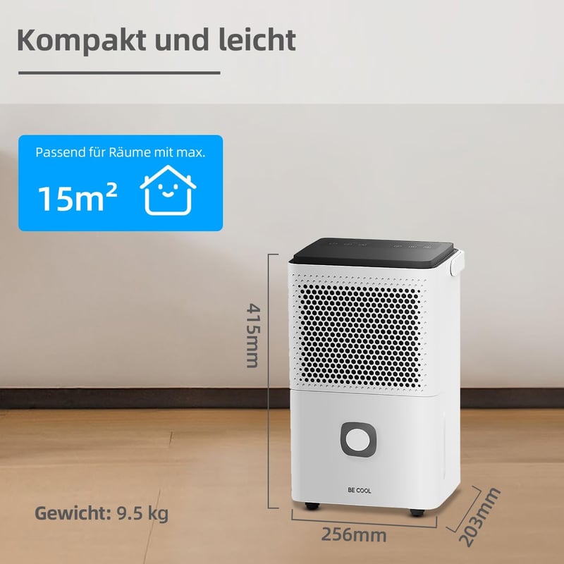 Be Cool Párátlanító - 10 l/24 óra teljesítmény, 1,8 l víztartály, időzítő, aktívszén-szűrő, alvó üzemmód, görgős, otthoni és irodai használa