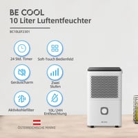 Be Cool Párátlanító - 10 l/24 óra teljesítmény, 1,8 l víztartály, időzítő, aktívszén-szűrő, alvó üzemmód, görgős, otthoni és irodai használa 2