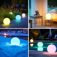 Aimosen RGB LED 30 cm Napelemes Kerti Gömblámpa - IP66 Vízálló, 16 Színű, Távirányítós, 1200 mAh Type-C Tölthető Kültéri Világítás Pázsitra, 6