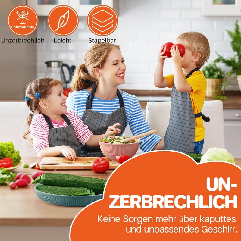 FUNYKICH 12 részes színes kemping étkészlet 4 főre - könnyű, törhetetlen, BPA-mentes tányérok, tálak és poharak piknikhez, kempingezéshez