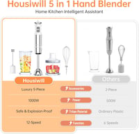 Housiwil 1000W-os 5 az 1-ben botmixer szett, 24 sebességgel, turbó funkcióval 2