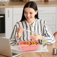 Sinnsally Rózsaszín Bento Doboz 1250ml - Hordozható Ebédtároló Evőeszközzel 7