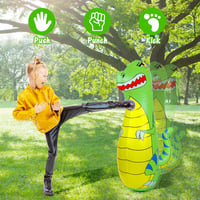 EQARD Felfújható Dinoszaurusz Boxzsák Gyerekeknek 120cm - Állítható Edzőzsák Boxkesztyűvel, 3-9 Éveseknek, Karate, MMA, Taekwondo Gyakorlásh 3