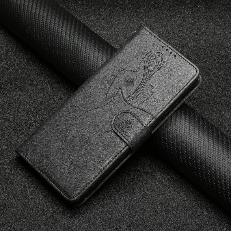 Oppo A91/F15/Reno 3 Lányos Mintás Ütésálló Bőr Flip Tok Vogu'Sana