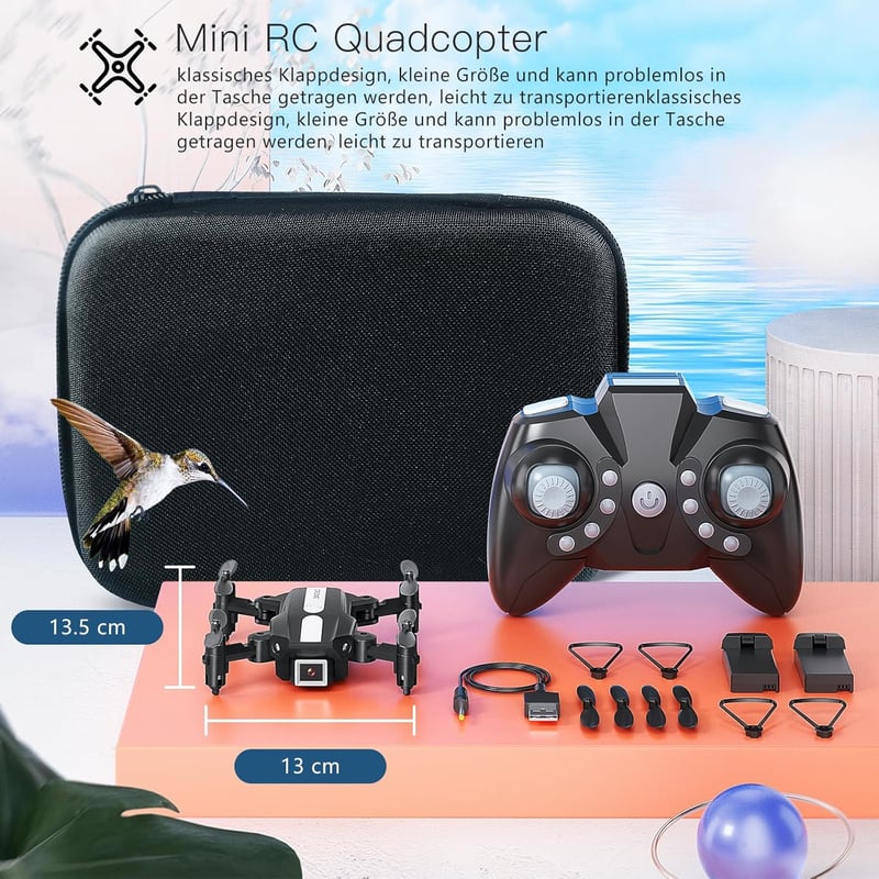 Wipkviey T25 Mini Drón 1080P HD Kamerával, WiFi FPV Élő Képátvitel, Összecsukható, Kezdőknek, Fejnélküli Mód, Gravitációs Irányítás, 2 Akkum