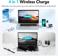 AGPTEK 4 az 1-ben Vezeték Nélküli Töltőállomás iPhone, Samsung és Huawei Készülékekhez 4