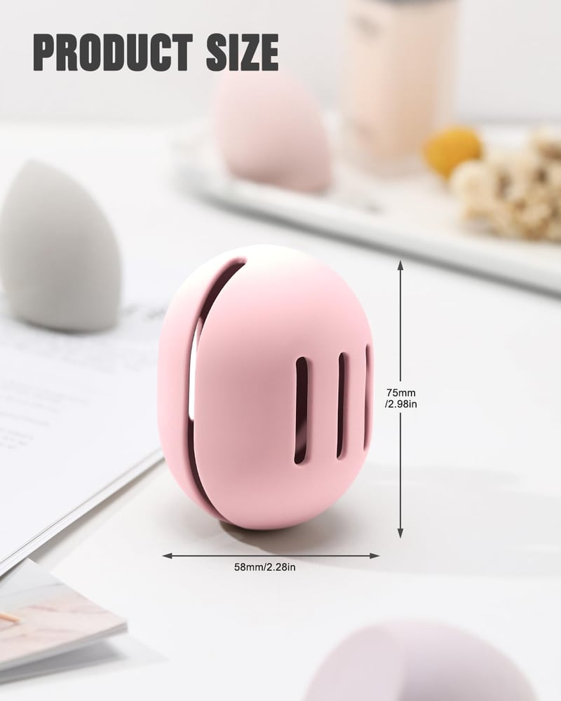 FERYES Szilikon Sminkszivacs Tartó - Rózsaszín Utazási Sminkkellék Tok Beauty Blender Szivacsokhoz - Légáteresztő Védőtok