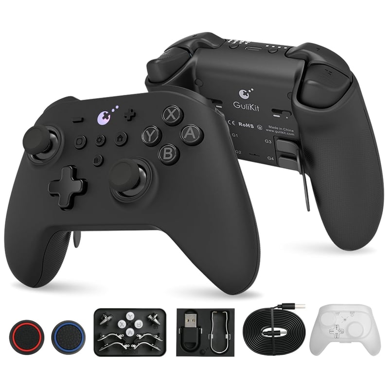 GuliKit KK3 Max Bluetooth Kontroller Nintendo Switch/OLED-hez, Hall Effekt Joystick, Mágneses Vibráció, Cserélhető Paddlek, Hyperlink Adapte
