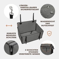 WUGLO Extra Stabil Autós Kutyaülés - Megerősített Falú Vízálló Kutyaülés Kis és Közepes Kutyáknak 4 Rögzítőpánttal - Hátsó Ülésre (L Méret,  - l, gray 5