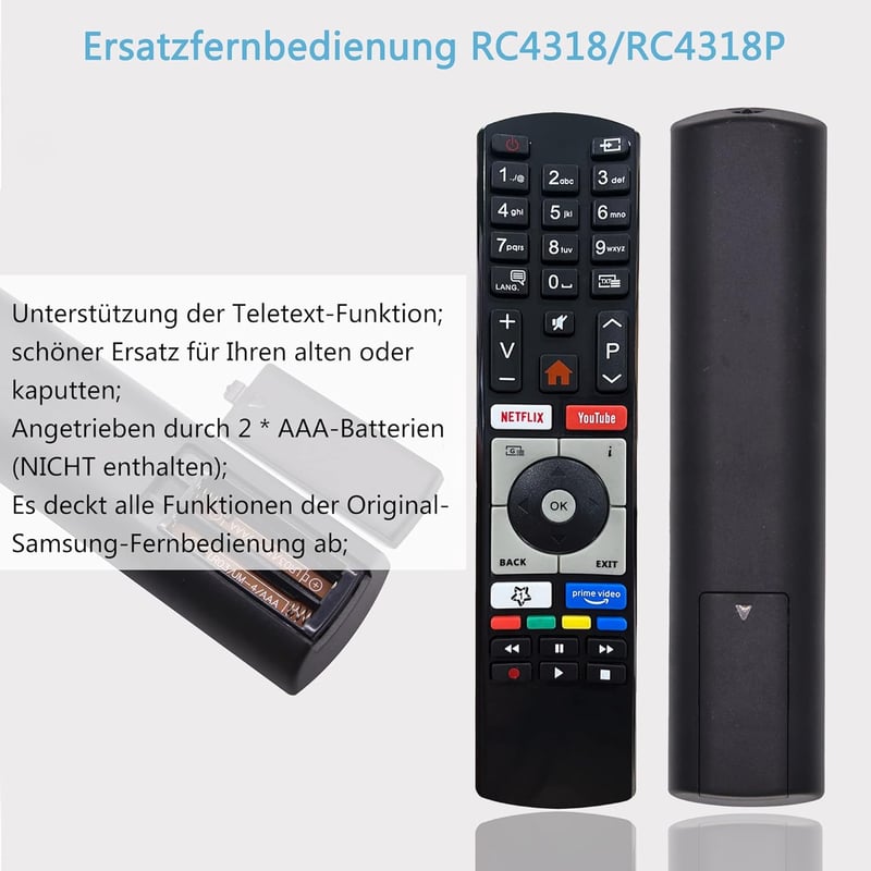 Telefunken távirányító - YouTube és Netflix gombos, 4K Ultra HD TV-khez, egyszerű használat