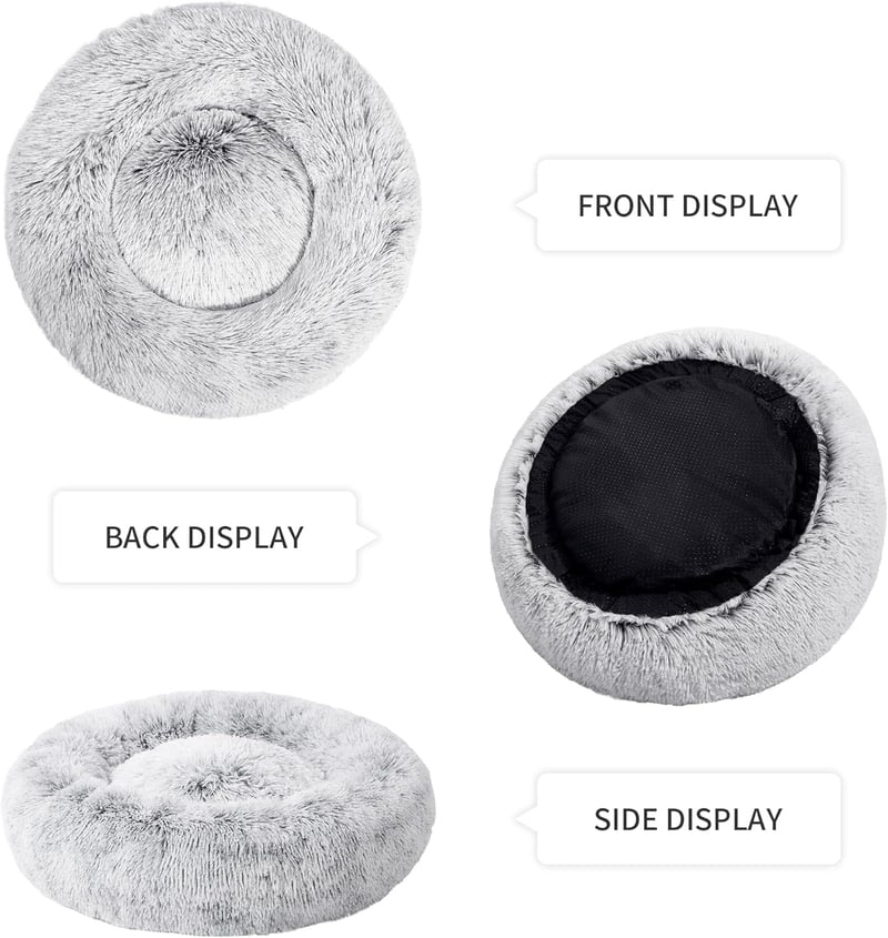 Love's Cabin 50cm-es Kerek Plüss Macska- és Kutyaágy - Mosható Donut Fekhely Csúszásgátlóval