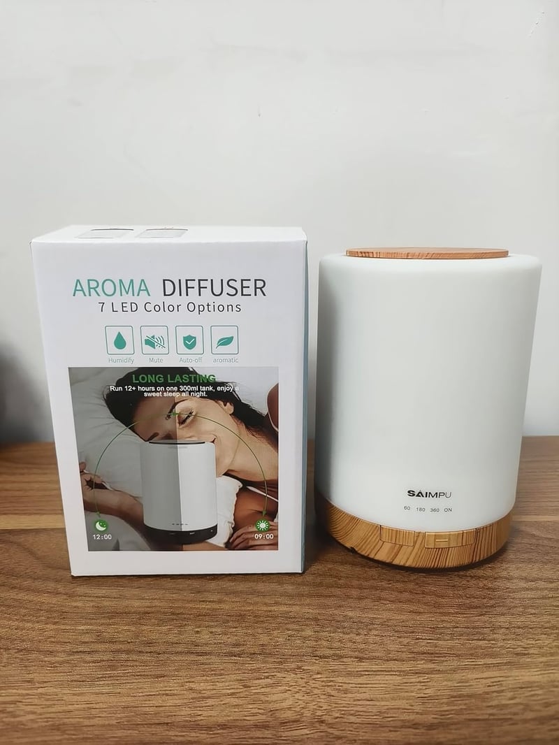 Aroma Diffúzor 300ml - Ultrahangos Párásító 7 LED Színnel, Automatikus Kikapcsolással