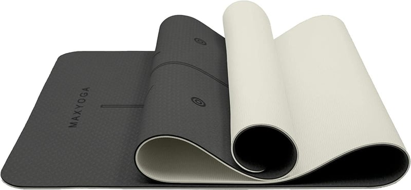MAXYOGA MaxDirect fekete jógaszőnyeg, 183x61cm, TPE, csúszásgátló, igazodási jelölésekkel