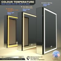 GANPE LED Fürdőszobai Tükrös Szekrény - Páramentesítő, Fokozatmentes Fényerő, 3 Színmód, Tárolópolcok, Konnektor és USB Csatlakozók (50x70 cm) 3