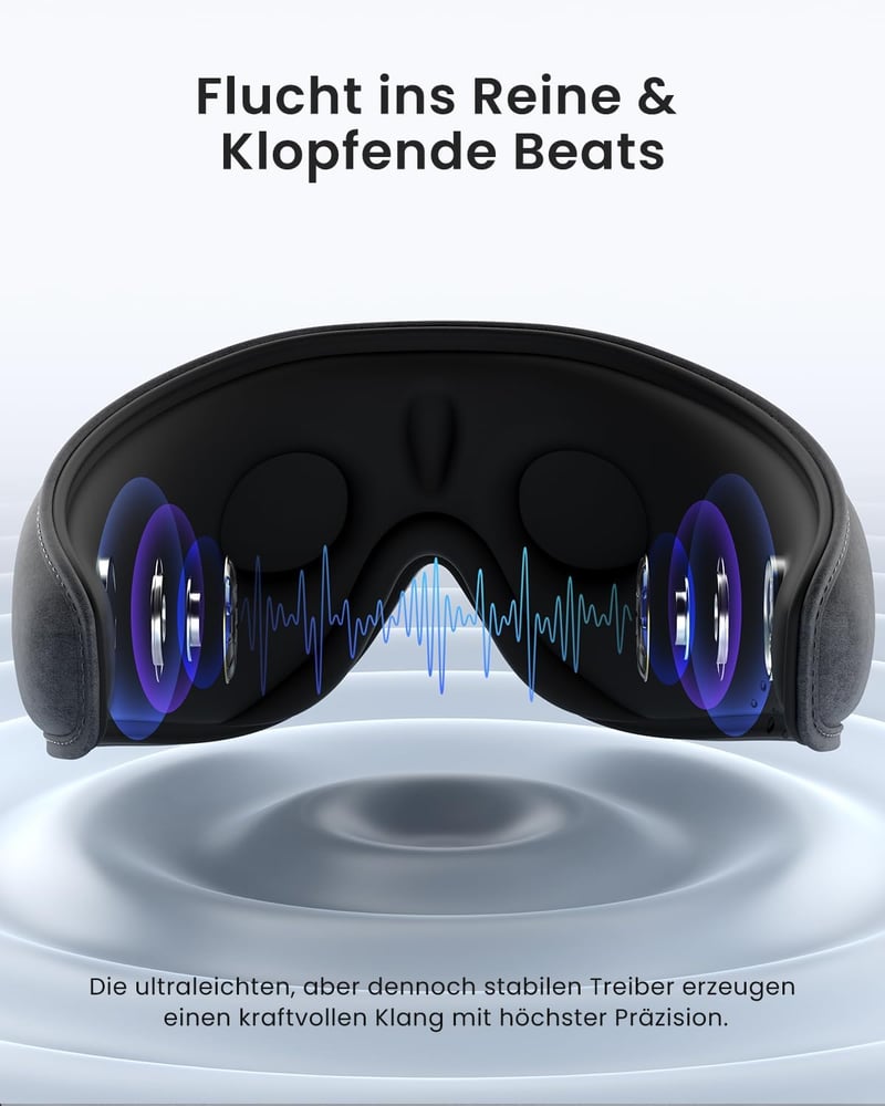RENPHO Bluetooth 5.2 3D alvómaszk beépített fejhallgatóval, fehér zajjal