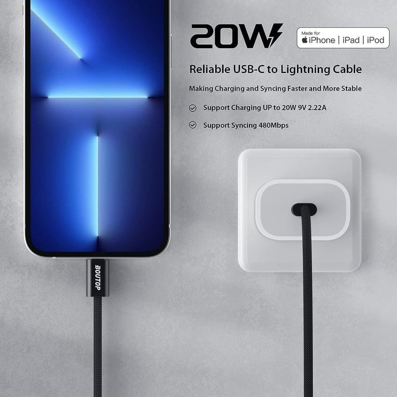 Apple gyorstöltő: Fekete USB-C Lightning kábel iPhone-hoz