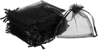 Sourcing Map 50db Fekete Organza Ajándékzsák 10x12cm - Esküvői, Karácsonyi Ékszertasak 1