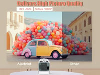 Alwtniet HY320 NTV Android 13 Mini Okos Projektor 4K - 320 ANSI Lumen, WiFi, Bluetooth 5.2, ChatGPT Hangasszisztens, Hordozható Házimozi 4