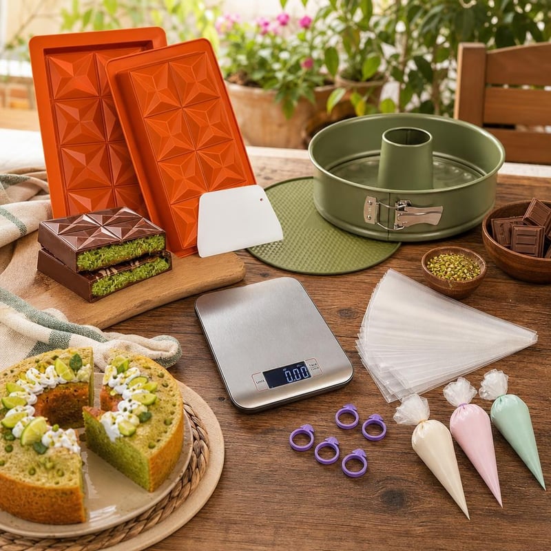 Cukrárska sada Tortavarázs: 2x forma na čokoládu + naberačka + tortová forma + 100x vrecúško + váha
