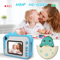 Uleway gyerek fényképezőgép, kék, 1080P, azonnali nyomtatással, 32GB kártyával, ajándék szett 3
