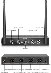 D Debra AU400 Pro UHF 4-Csatornás Vezeték Nélküli Mikrofonrendszer Csíptetős és Fejpántos Mikrofonokkal, Fém Vevőegységgel - Karaoke, Rendez 5