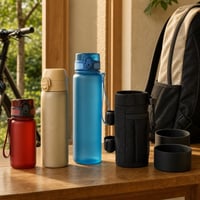 Školský set fliaš: 350ml + 500ml + 1l fľaša + držiak na tašku + 2x ochranný obal 1
