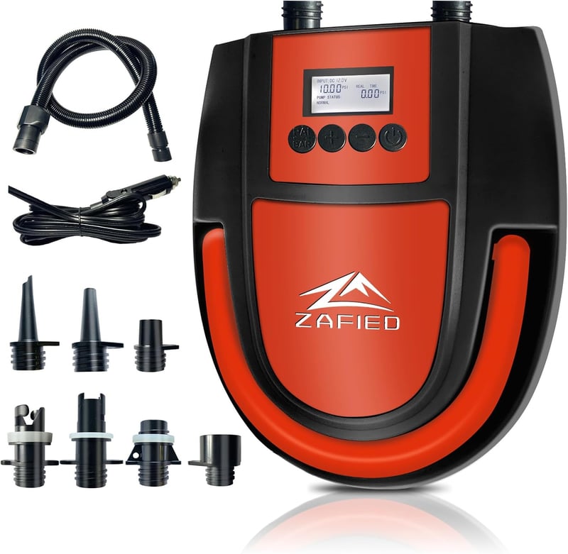 Elektromos SUP pumpa 20PSI - Hordozható, kétfokozatú, LCD-s felfújó narancssárga