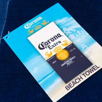 Prosop de plajă Beachland cu logo Corona, 76x152 cm, 100% bumbac, albastru, imprimeu cu bere, pentru piscină, călătorii, camping 2