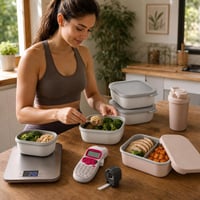 Pachet Meal Prep: recipient etanș + cântar bucătărie + aparat etichetat + caserolă 1200 ml 1
