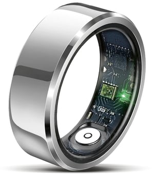 Inteligentný prsteň Beafon felixx Smart Ring SR6 strieborný, veľkosť 11 (64,6 mm), fitness, meranie tepu, krvný tlak, krokomer, IP68, Bluetooth, nehrdzavejúca oceľ, s nabíjacím puzdrom