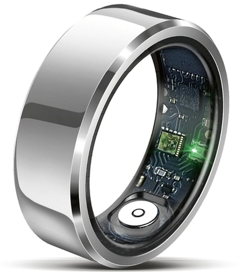 Inel inteligent Beafon felixx Smart Ring SR6, argintiu, mărimea 11 (64,6 mm), fitness, monitorizare puls, tensiune arterială, pedometru, IP68, Bluetooth, cu carcasă de încărcare din oțel inoxidabil
