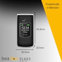 Telefon cu clapetă Beafon SL605 pentru seniori, cu buton SOS, ecran interior de 2,4 inchi (6,09 cm) și exterior de 1,44 inchi (3,65 cm), fără încărcător inclus 6