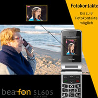 Telefon cu clapetă Beafon SL605 pentru seniori, cu buton SOS, ecran interior de 2,4 inchi (6,09 cm) și exterior de 1,44 inchi (3,65 cm), fără încărcător inclus 5