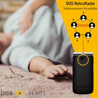 Telefon cu clapetă Beafon SL605 pentru seniori, cu buton SOS, ecran interior de 2,4 inchi (6,09 cm) și exterior de 1,44 inchi (3,65 cm), fără încărcător inclus 3