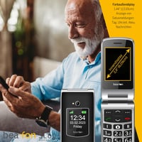 Telefon cu clapetă Beafon SL605 pentru seniori, cu buton SOS, ecran interior de 2,4 inchi (6,09 cm) și exterior de 1,44 inchi (3,65 cm), fără încărcător inclus 4