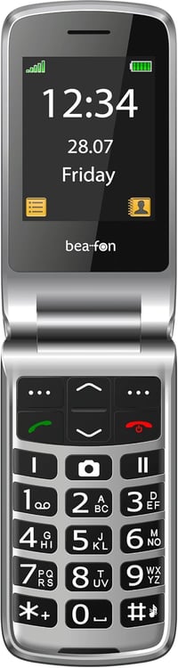 Telefon cu clapetă Beafon SL605 pentru seniori, cu buton SOS, ecran interior de 2,4 inchi (6,09 cm) și exterior de 1,44 inchi (3,65 cm), fără încărcător inclus 2