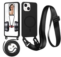 Husă din silicon compatibilă cu MagSafe pentru iPhone 14 Plus, cu șnur - negru 1