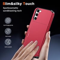 Beajew Samsung Galaxy S23 Piros Ütésálló Tok Kártyatartóval, Dupla Rétegű TPU és PC Védőtok Rejtett Kártyanyílással 2