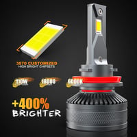 BEAMFLY H11/H8/H9 LED Fényszóró Izzó 18000LM, 110W Nagy Teljesítményű Első Lámpa, 6000K Erős Fehér Fény, 12V Autó Világítás 2