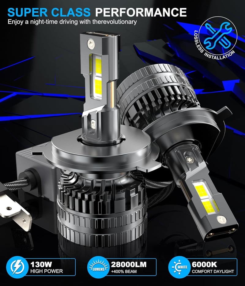 BEAMFLY H4 HB2 9003 LED Autó Fényszóró Izzó 130W 28000LM 6000K Canbus - Univerzális Autó és Motor Izzók Vastag Rézcső Hűtéssel - 2db