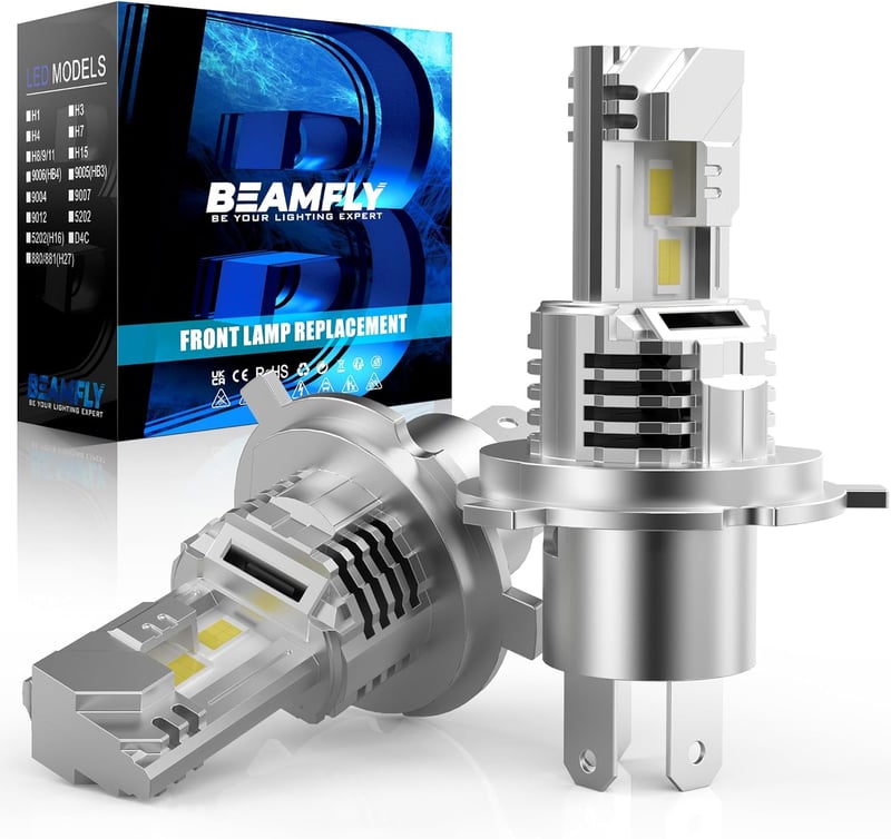 BEAMFLY H4 HB2 9003 LED Fényszóró Izzó Szett, 20000LM, 12V Autó Távolsági/Tompított Világítás, 6000K Hideg Fehér, 100000 Óra Élettartam