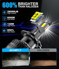 BEAMFLY H7 LED Autó Izzó Szett - 130W 28000LM Canbus Kompatibilis Fényszóró, 6000K Hideg Fehér, Rézcső Hűtéssel, 12V, 2db 3