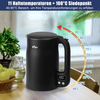 Bear 1,7L Rozsdamentes Vízforraló 11 Hőmérséklet LCD Kijelzővel 1800W 2