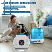 Bear 6L Párásító - Időzítő, Alvó Mód, Állandó Páratartalom, Aroma Funkció, 360° Forgó Kettős Fúvóka, 28 dB Ultra Csendes, Babáknak és Növény 2